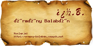 Örmény Balabán névjegykártya